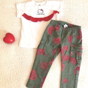 Tea collection 3T cargo pants/hello kitty top set